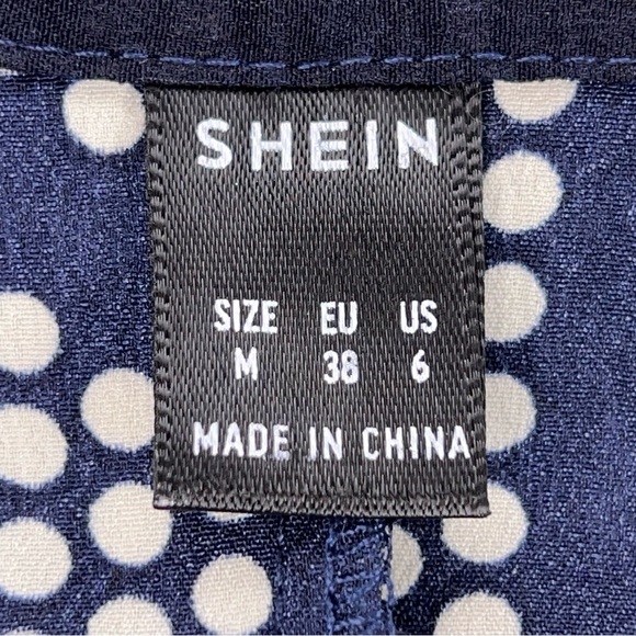 Size 6 Blue White Long Sleeve Dress Dot Print Bow Neckline Accent Zip Closure - Picture 13 of 16